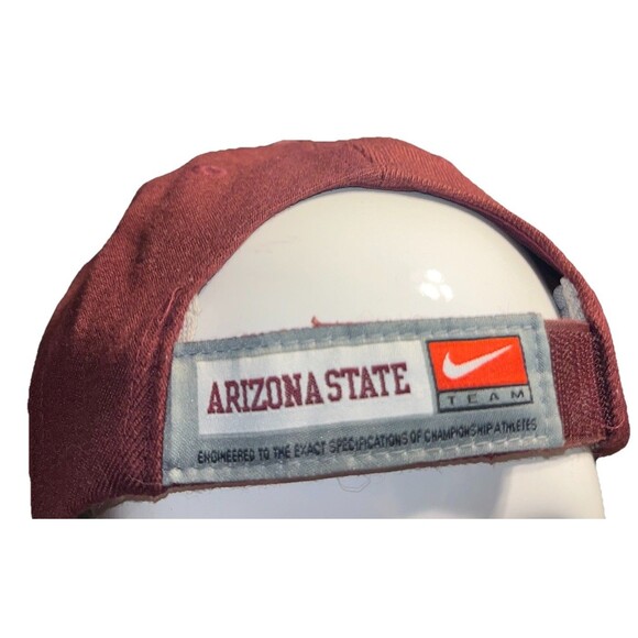 Nike Team Arizona State ASU Adjustable Hat Cap Y2K Maroon Gold Logo Swoosh - Picture 7 of 14